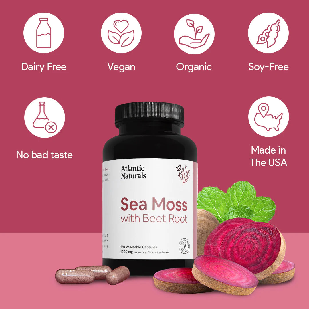 Irish Sea Moss + Beet Root Capsules | Organic | 1000mg