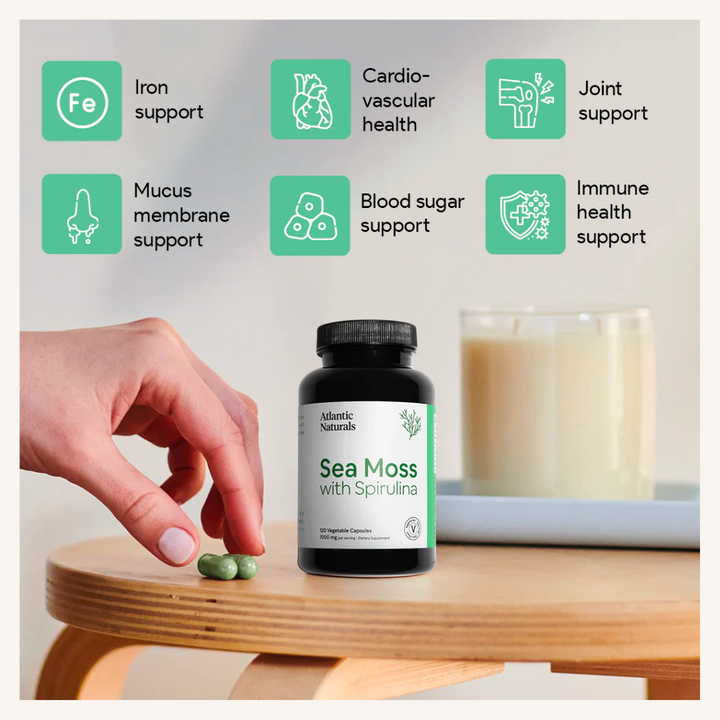 Irish Sea Moss + Spirulina Capsules | Organic |120 count | 1000mg